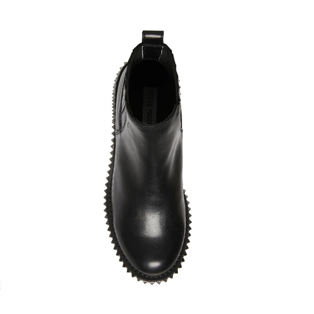 STEVE MADDEN GALENA BLACK LEATHER STUDDED ANKLE BOOTS 8½